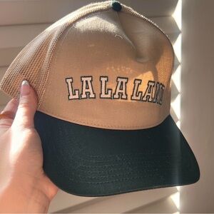 La La Land Cafe Khaki and Forest Green Collegiate/Varsity Style Trucker Hat